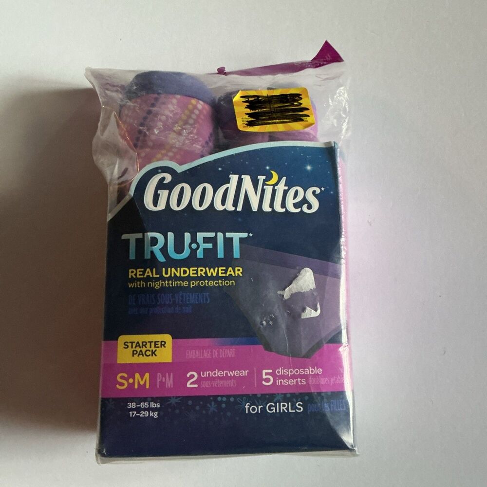 Goodnites TRU-FIT Underwear Nighttime Protection Starter Pack Girls Small Medium